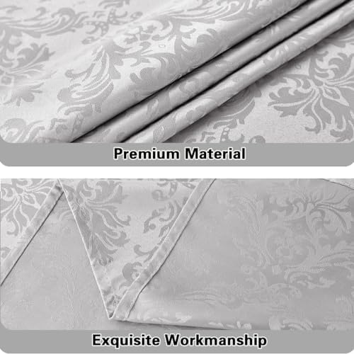 Rectangle Tablecloth with Flower Jacquard Pattern 52x70 Inch Grey