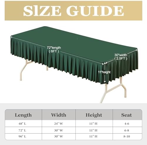 2 Pack Hunter Green Spandex Tablecloths for 6FT Rectangle Tables
