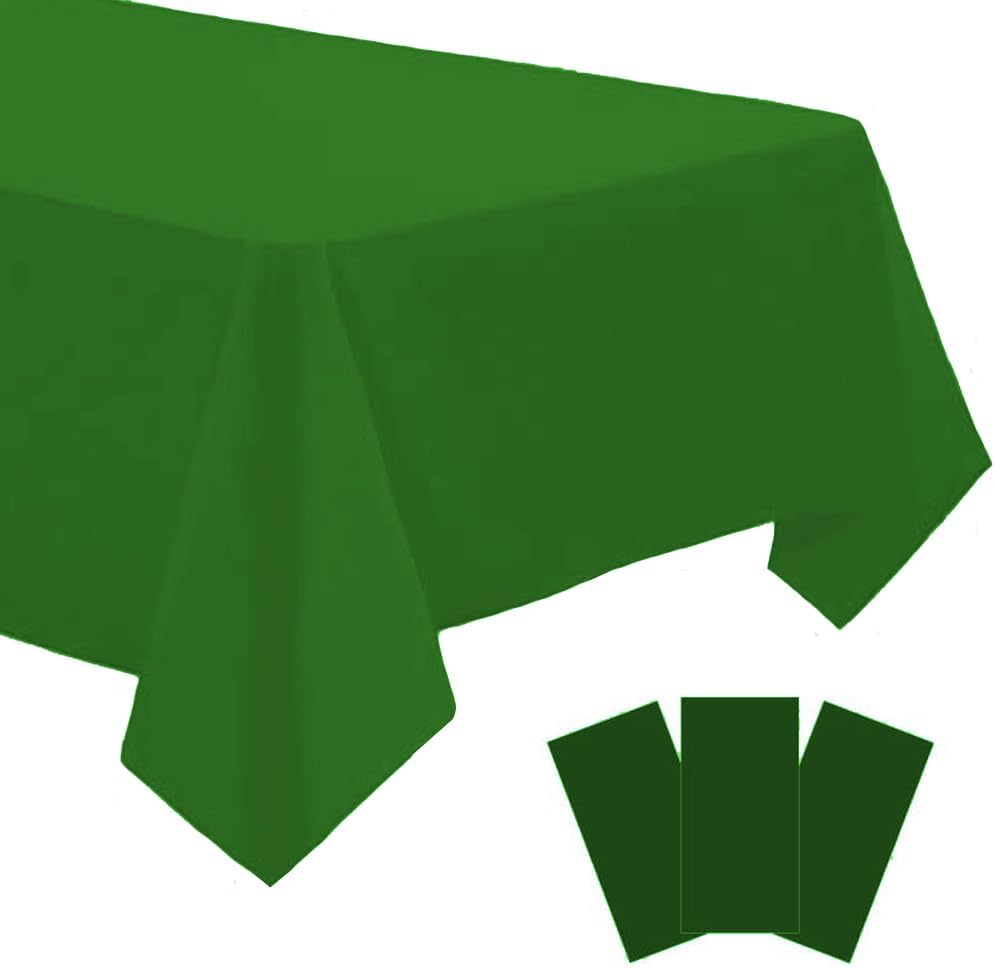 3 Pack Green Disposable Tablecloths 54x108 Inches
