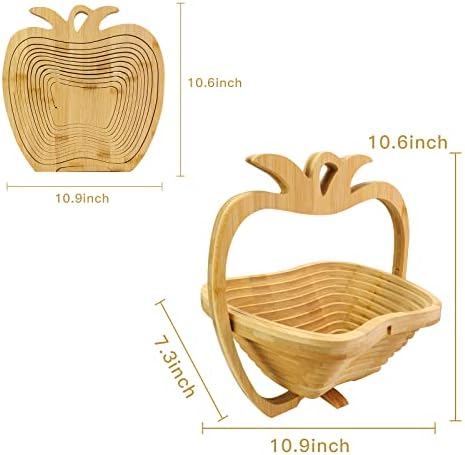 Foldable Bamboo Fruit Basket with Handle