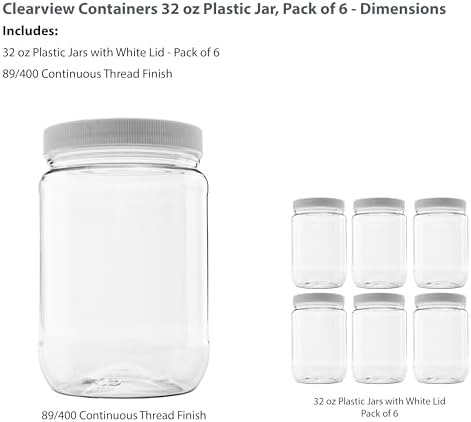 Plastic Storage Jars with Leak Proof Lids BPA Free 6 Pack