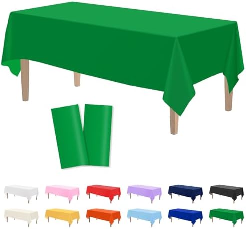 Kopokita 2PCS Green Plastic Tablecloths 54x108 Inch