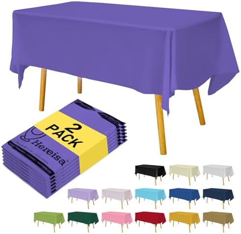 Purple Plastic Tablecloths 2 Pack Disposable Table Covers 54 x 108 Inch