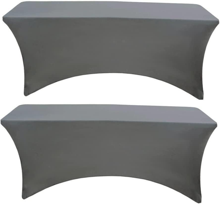 6 ft Dark Grey Spandex Tablecover 2 Pack for Folding Tables