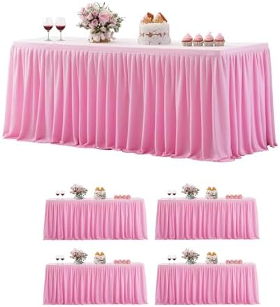 Suppromo 6ft Pink Stretchy Tablecloth 5-Pack