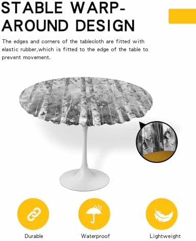 ZOE GARDEN Abstract Tree Round Waterproof Table Cover