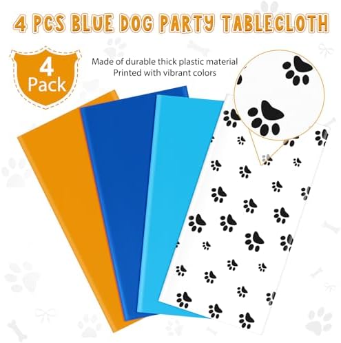MASHAN 4 Piece Dog Themed Tablecloths Set