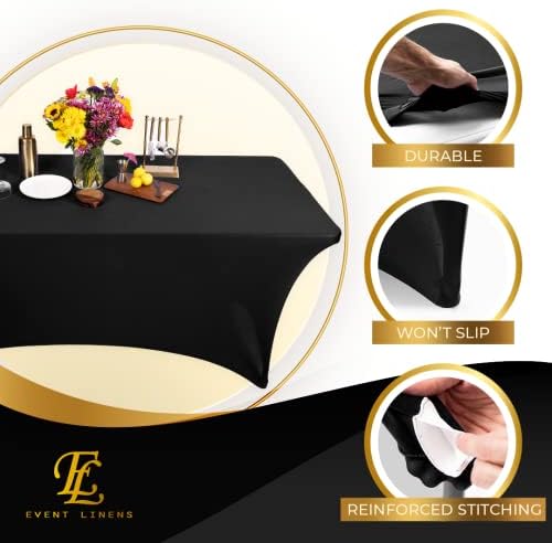 Luxury Black 6ft Spandex Tablecloth Fitted Cover