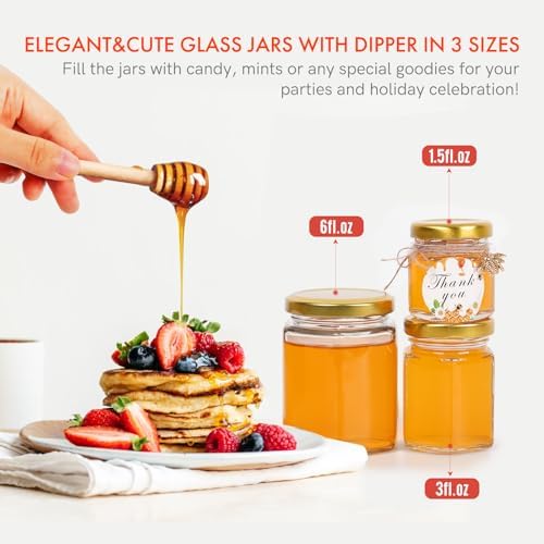 AuroTrends Mini Honey Jars 15oz Glass 30Pack with Dippers