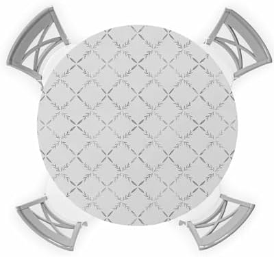 ZOE GARDEN Gray Trellis Print Round Waterproof Table Cover