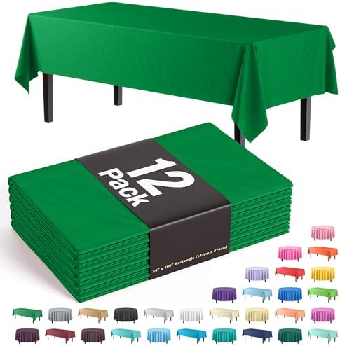 Exquisite Emerald Green Party Tablecloths 12-Pack