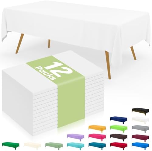 Smiry 12-Pack Disposable Tablecloth 54x108 White
