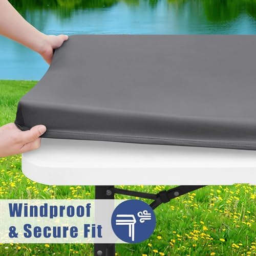 Moosfor Spandex Tablecloth 6 Pack Stretch Fit for 4 Foot Rectangle Tables Windproof and Waterproof for Outdoor Use