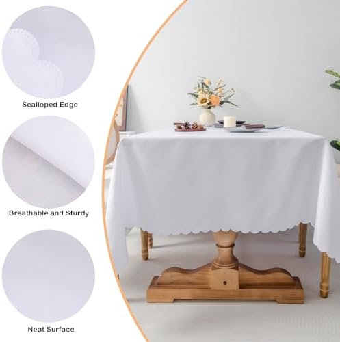 White Rectangle Tablecloth 60x84 Inch Washable Table Cover