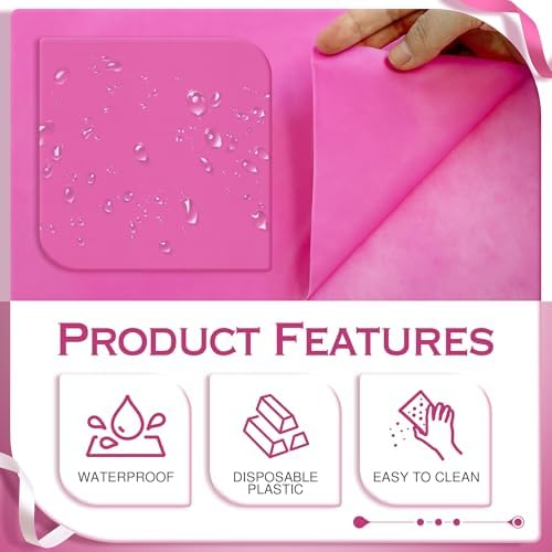 Just Shimmer 6 Piece Pink Tablecloth 54x72 Waterproof Disposable