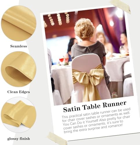 10 Pack Light Gold Satin Table Runner 12x108 Inch
