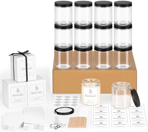 12 Pack 8 Oz Glass Jars with Metal Lids for Candles and Storage