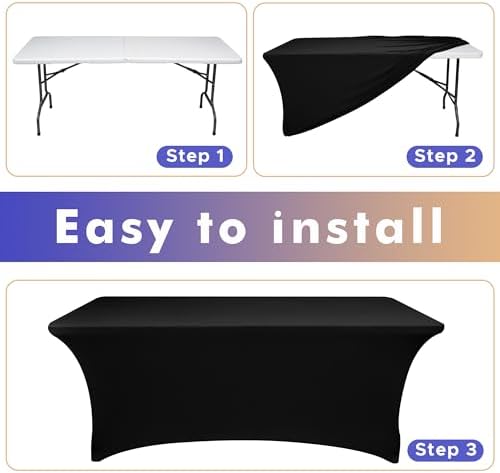 Nasitos 6 Pack Black Stretch Table Cloths