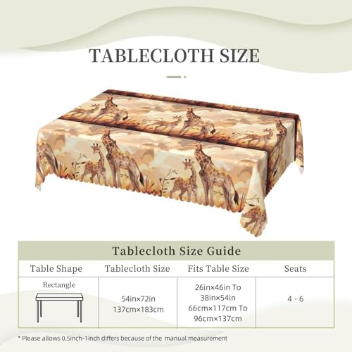 Giraffe Mother And Child Square Tablecloth 54x72 Inches