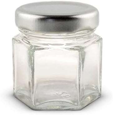 15 Oz Hexagon Glass Jars with Silver Lids Pack of 24