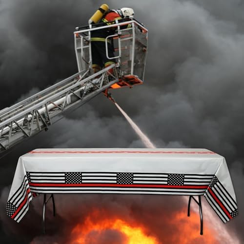 Havercamp Firefighter Tablecover 108x54in Red Line Decor
