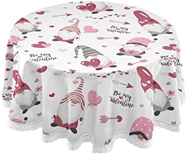 Pfrewn Gnomes Hearts Pink Tablecloth 60 Inch
