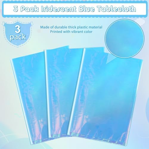 FunnyPars 3 Pack Iridescent Blue Tablecloths
