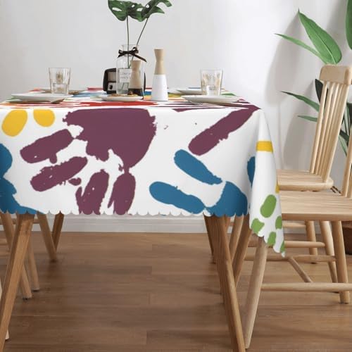 Kids Hand Print Anti-Grease Square Tablecloths