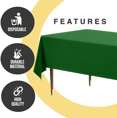 Exquisite Emerald Green 6 Pack Table Cloth 54x108 Inch 05 Mil Premium Plastic Rectangle Cover