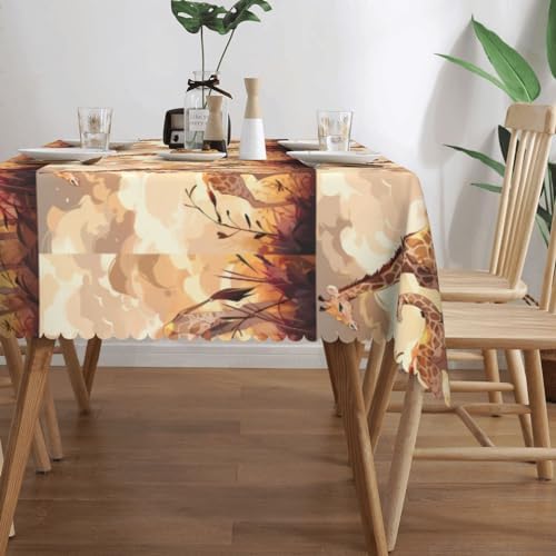 Giraffe Mother And Child Square Tablecloth 54x72 Inches