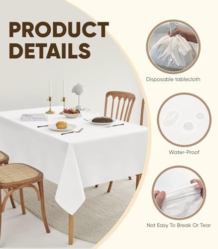 White Disposable Table Cloth 2-Pack 54x108 Inch