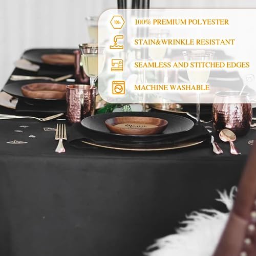 Wigenius 6 Pack Black Rectangle Tablecloths 60x102 Inch