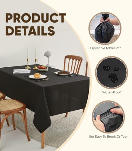 Layiexre Black Disposable Table Cloth 2-Pack