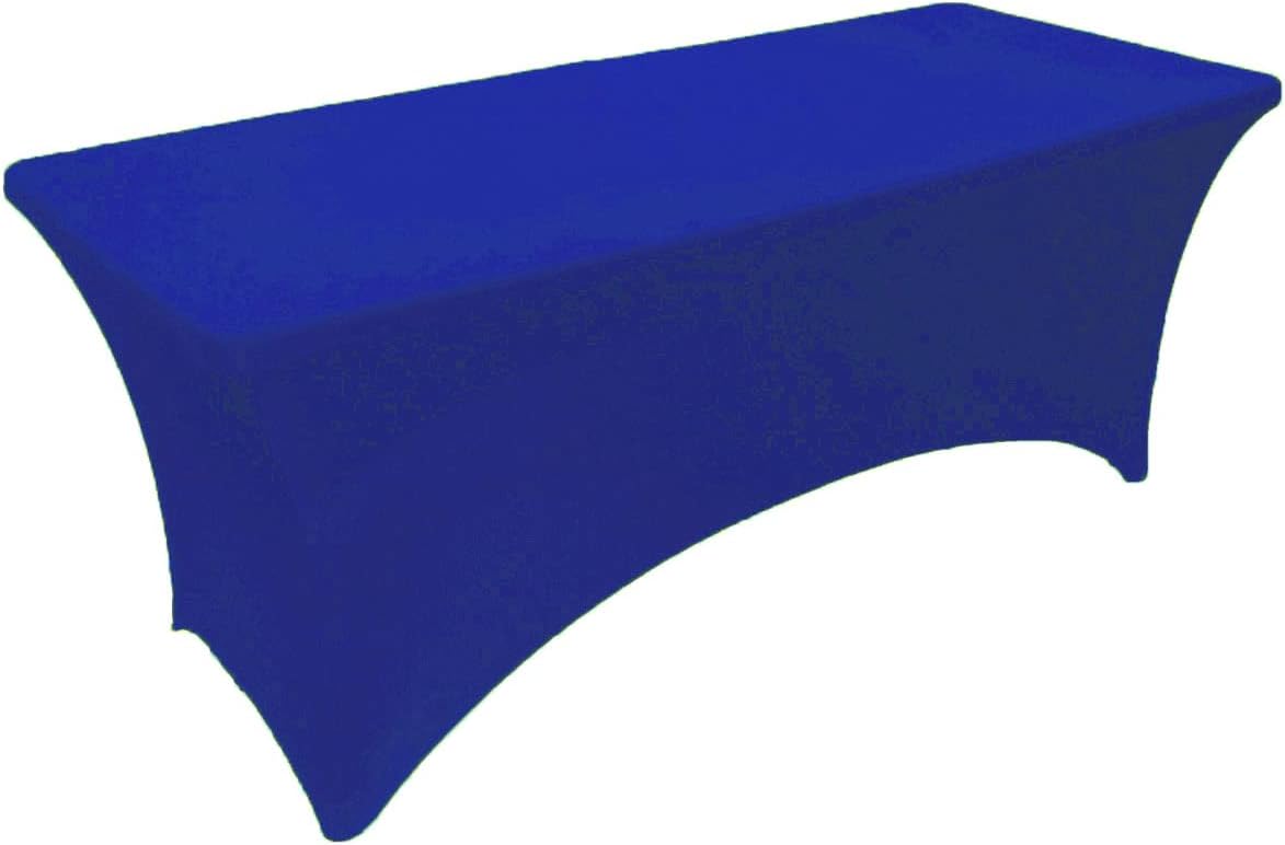 2 Pack 6FT Royal Blue Spandex Tablecloth for Rectangular Table Events