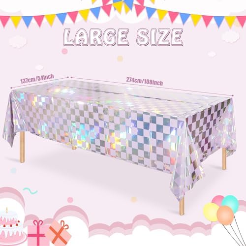 FunnyPars 3 Pack Iridescent Purple Tablecloths
