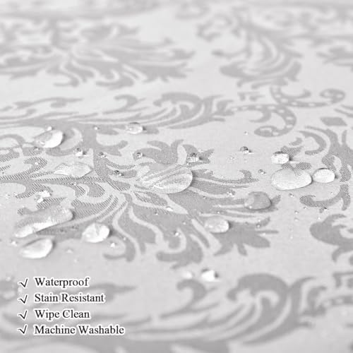 Rectangle Tablecloth with Flower Jacquard Pattern 52x70 Inch Grey