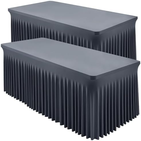 Shillance 2 Pack Grey Spandex Tablecloths for 6 Foot Rectangle Table