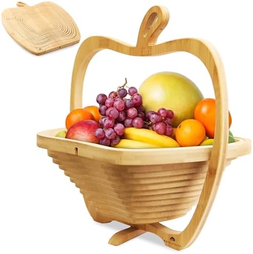 RoyalHouse Bamboo Foldable Fruit Bowl Apple Shape
