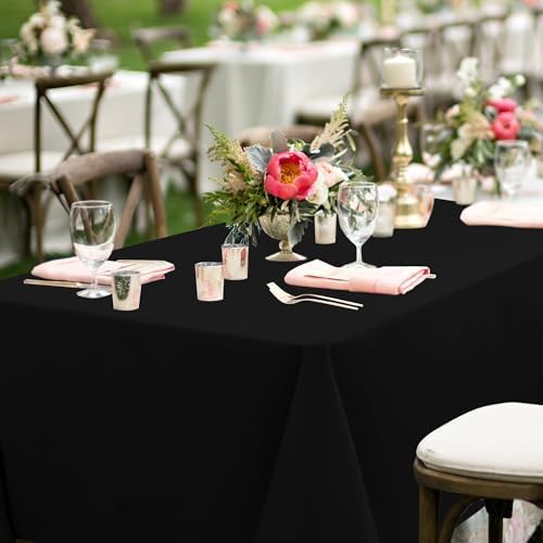 Sancua Black Rectangle Tablecloths 6 Pack for 8 Foot Tables