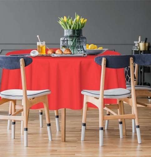 HEIPINIUYE 2 Pack Red Round Tablecloth 84 Inch Waterproof Disposable Table Cover