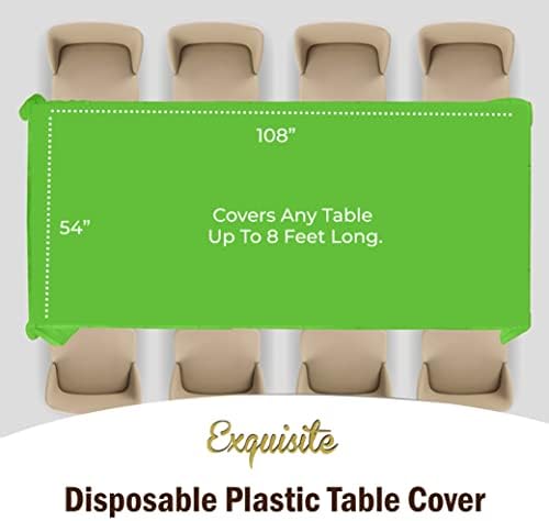 Exquisite 12-Pack Premium Plastic Tablecloth 54in x 108in Rectangle Lime Green