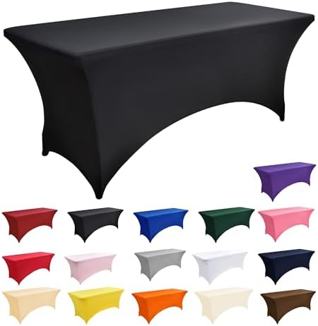 6-Pack 6ft Black Spandex Table Covers for Rectangle Tables