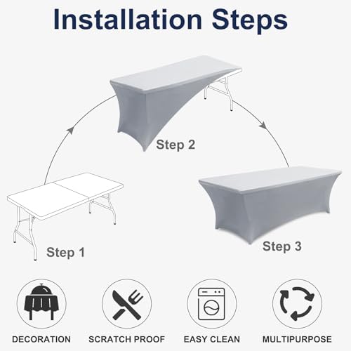 ABCCANOPY 2PCS 6 ft Gray Tablecloths