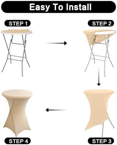 2Pack Black Spandex Cocktail Table Cover for Weddings Parties Events 24x43 Inch Elastic Round Tablecloth