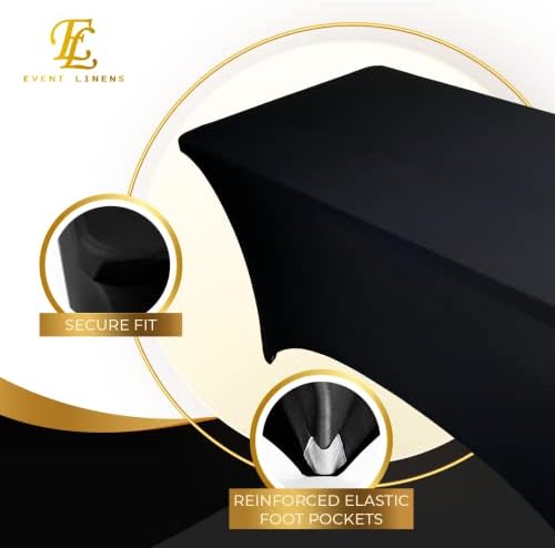 Luxury Black 6ft Spandex Tablecloth Fitted Cover