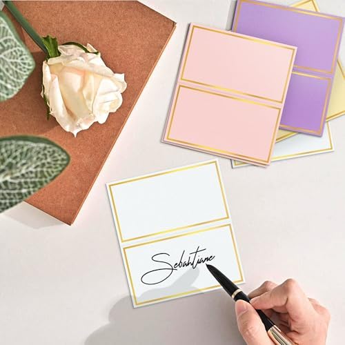 100 Pack Metallic Table Cards with Pearled Finish