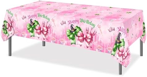 2-Pack Pink Green Party Tablecloths 51x87 Inch Waterproof Tablecovers for Birthday and Baby Shower