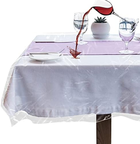 LAMINET Heavy-Duty Crystal Clear Vinyl Tablecloth Protector 54x74 Oblong