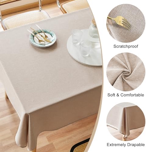 AUSSPVOCT Textured Linen Tablecloth 60x84 Water Resistant
