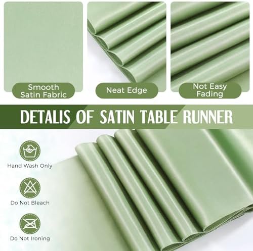 Breling 8 Pack White Sage Green Tablecloths and Table Runner Set
